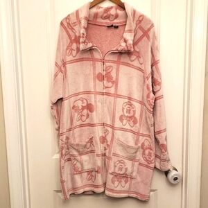 Minnie Mouse Pink Shaved Angel Fleece Zip Lounger Jacket Robe XL